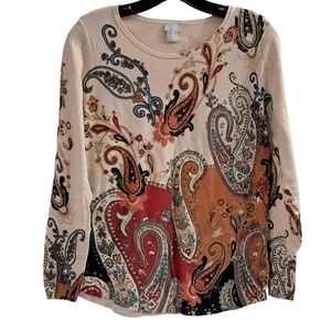 Paisley Knit Top Women’s Size Small